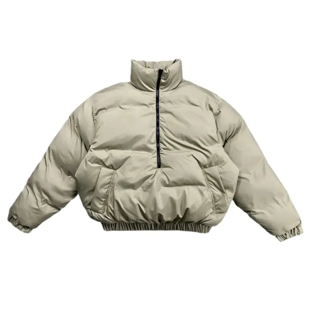 Oversized Half Zipper Casual Puffer Jacket