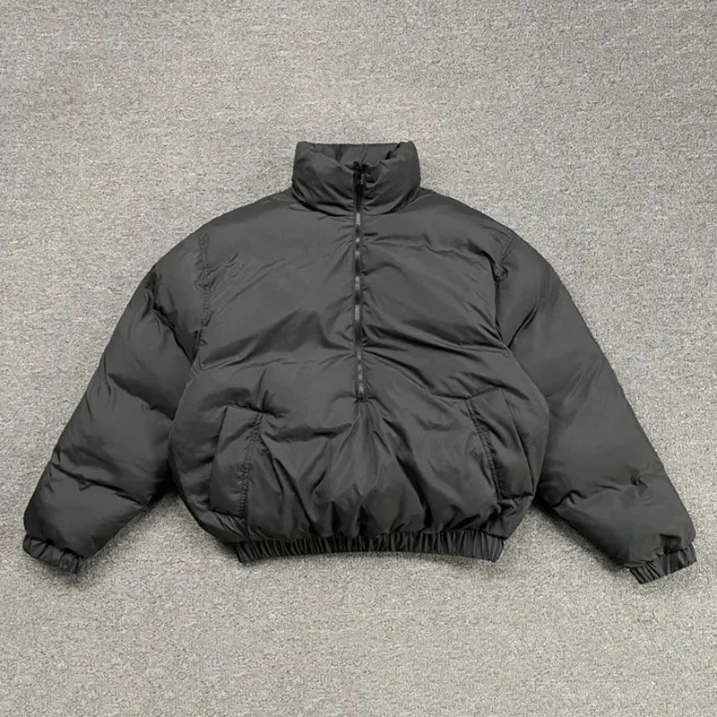 Oversized Half Zipper Casual Puffer Jacket