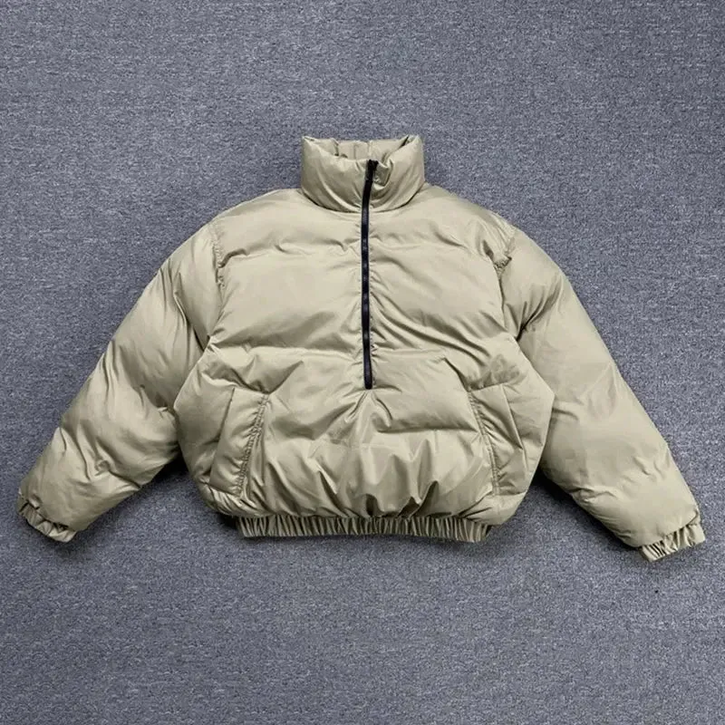 Oversized Half Zipper Casual Puffer Jacket