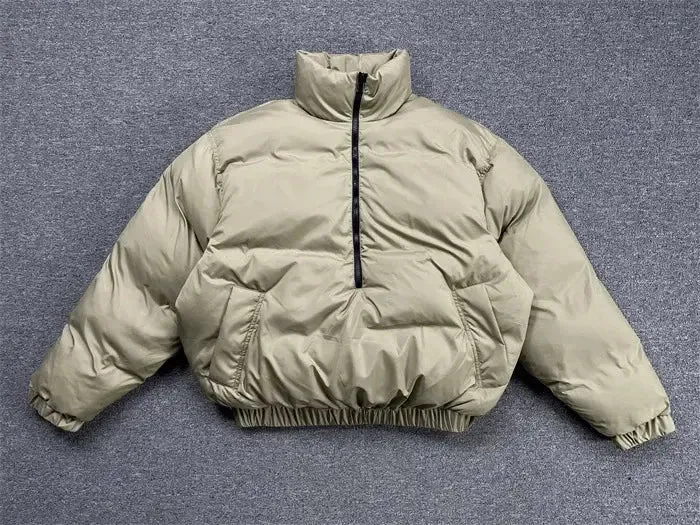Oversized Half Zipper Casual Puffer Jacket