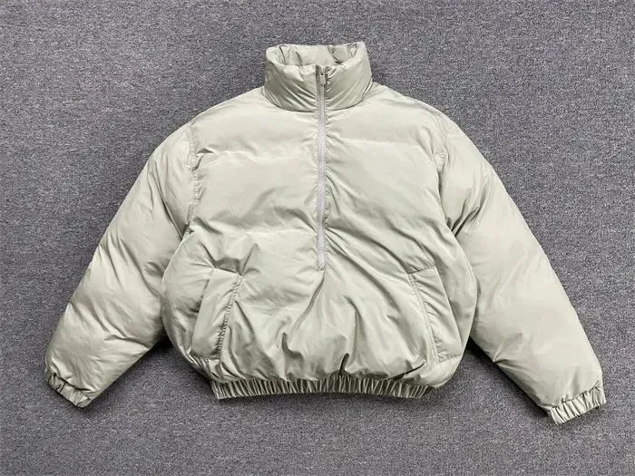 Oversized Half Zipper Casual Puffer Jacket