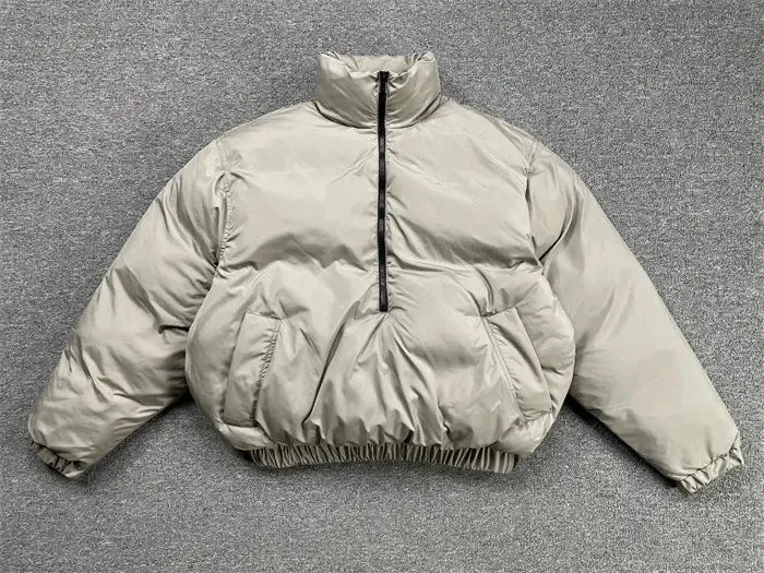 Oversized Half Zipper Casual Puffer Jacket