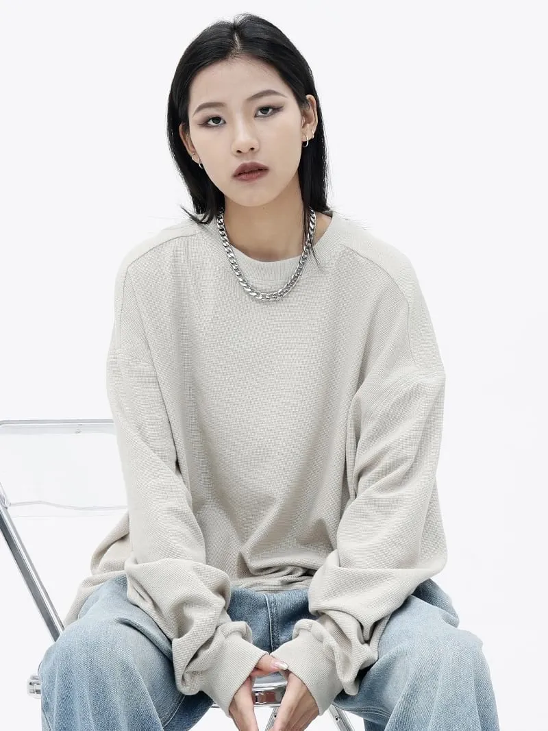 Oversized Waffle Textured Sweatshirt