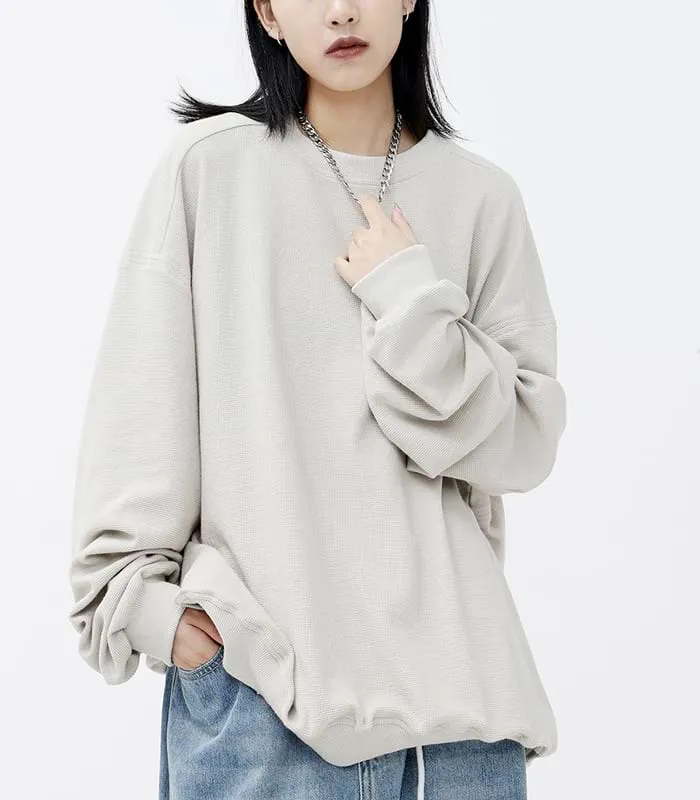 Oversized Waffle Textured Sweatshirt