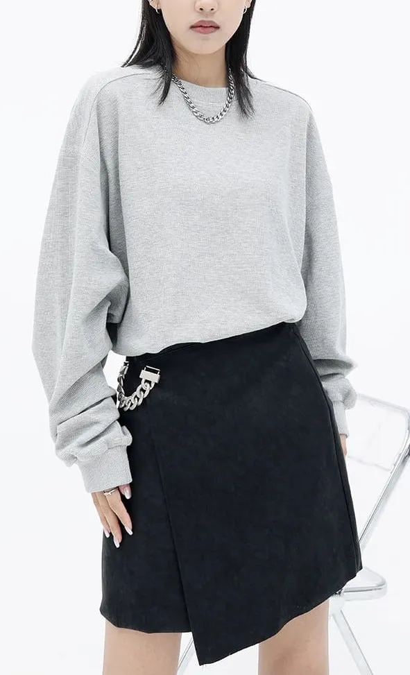 Oversized Waffle Textured Sweatshirt