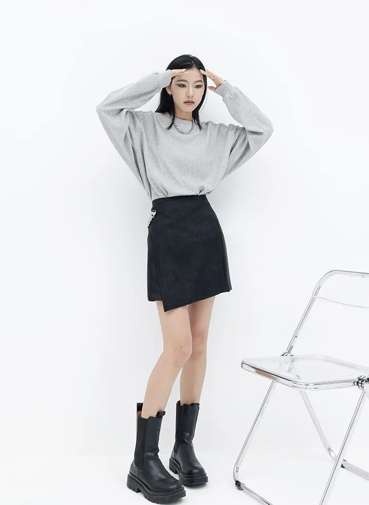 Oversized Waffle Textured Sweatshirt