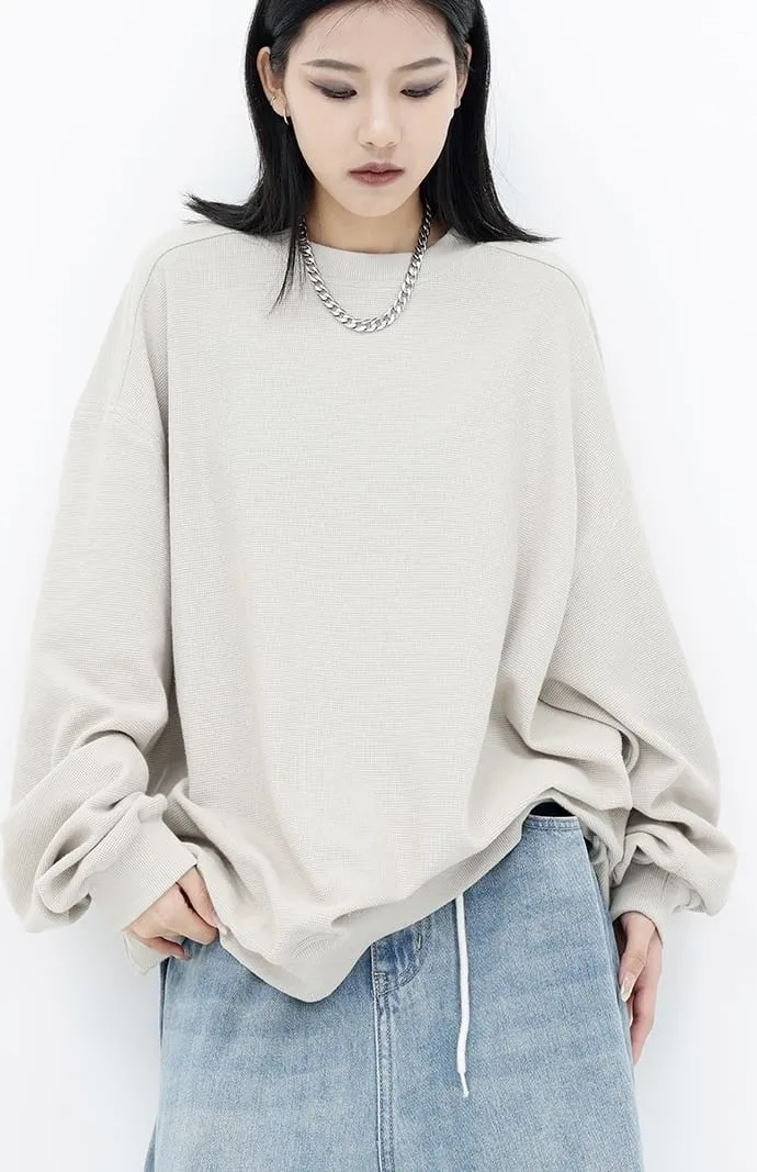 Oversized Waffle Textured Sweatshirt