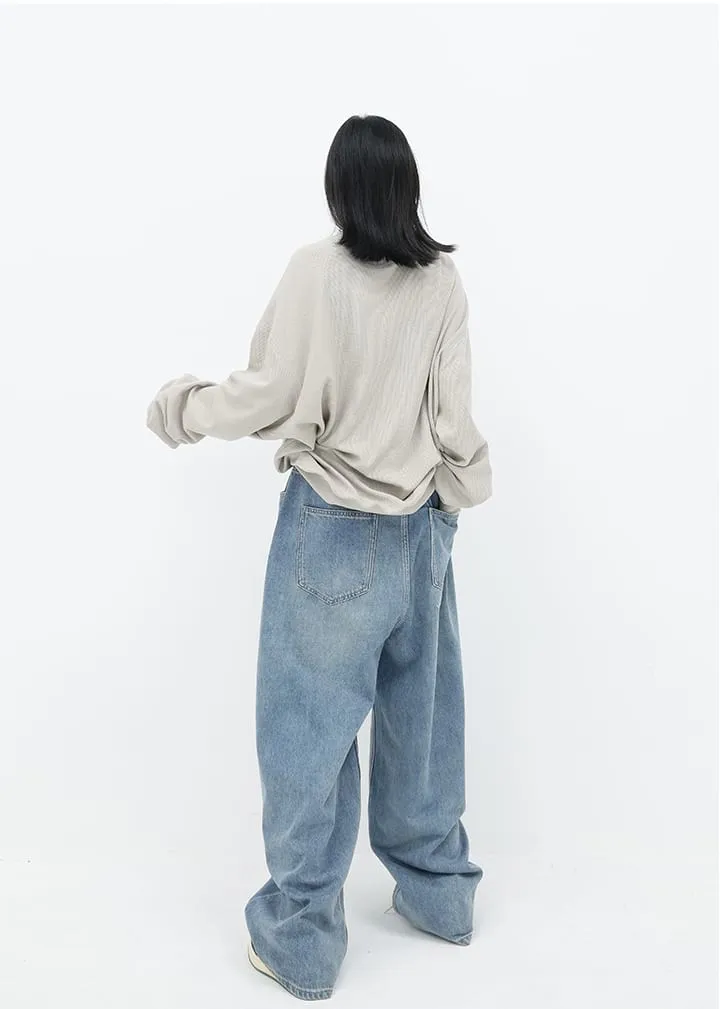Oversized Waffle Textured Sweatshirt