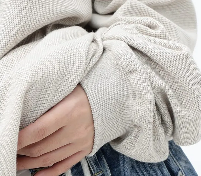 Oversized Waffle Textured Sweatshirt