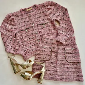 Pa4728 Paolo Bernardi Pink Tweed Skirt