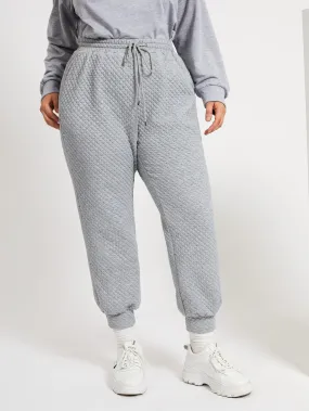 Plain Drawstring Natural Cropped Plus Size Sweatpants