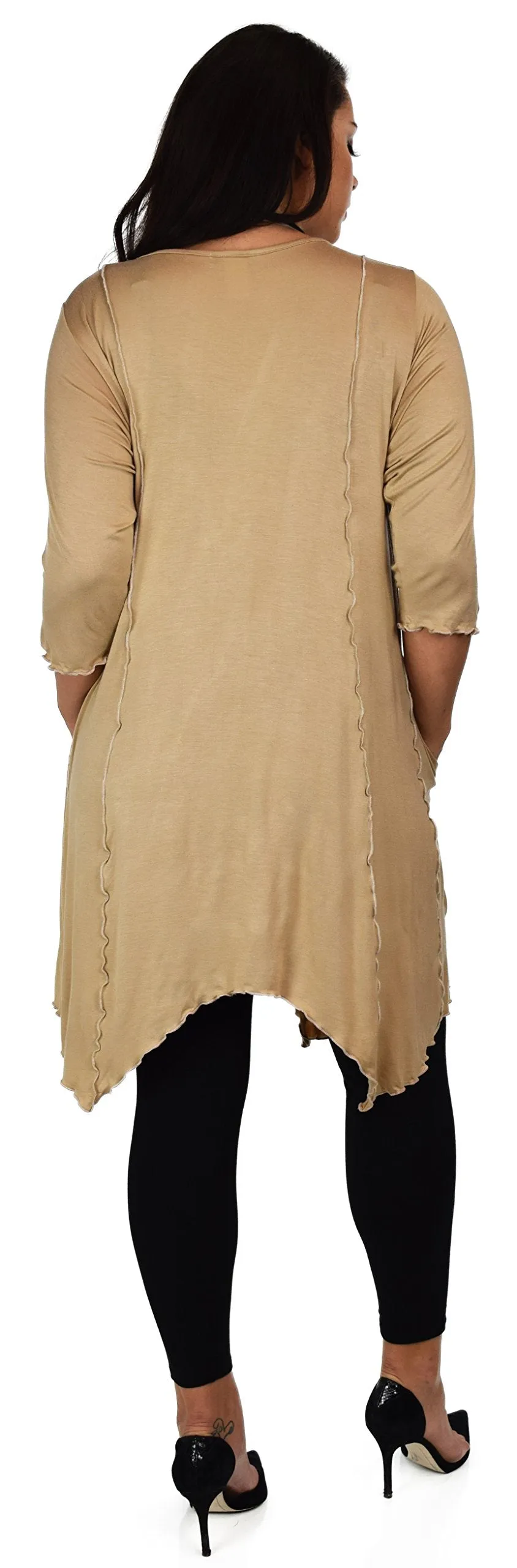 Plus Size Asymmetrical Fishtail Tunic Top w/Side Pockets