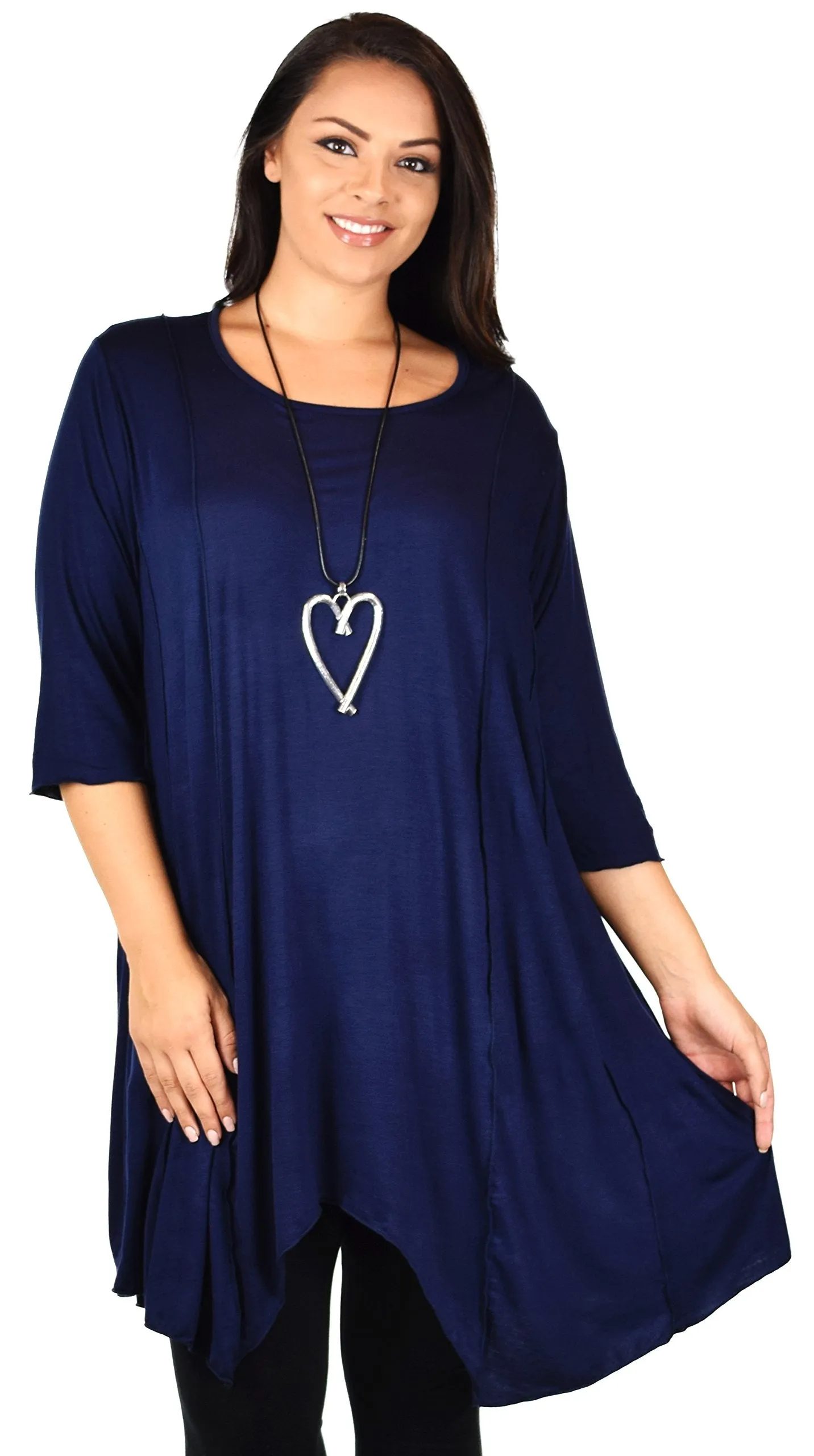 Plus Size Asymmetrical Fishtail Tunic Top w/Side Pockets