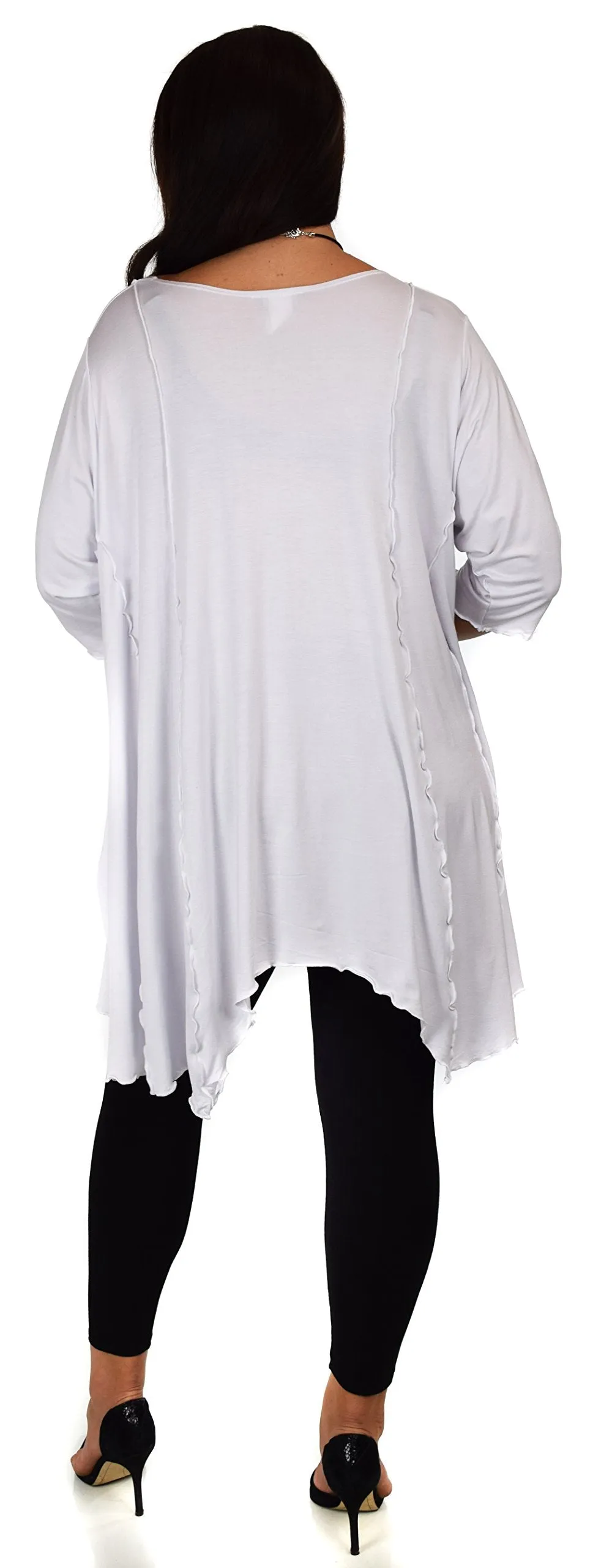 Plus Size Asymmetrical Fishtail Tunic Top w/Side Pockets
