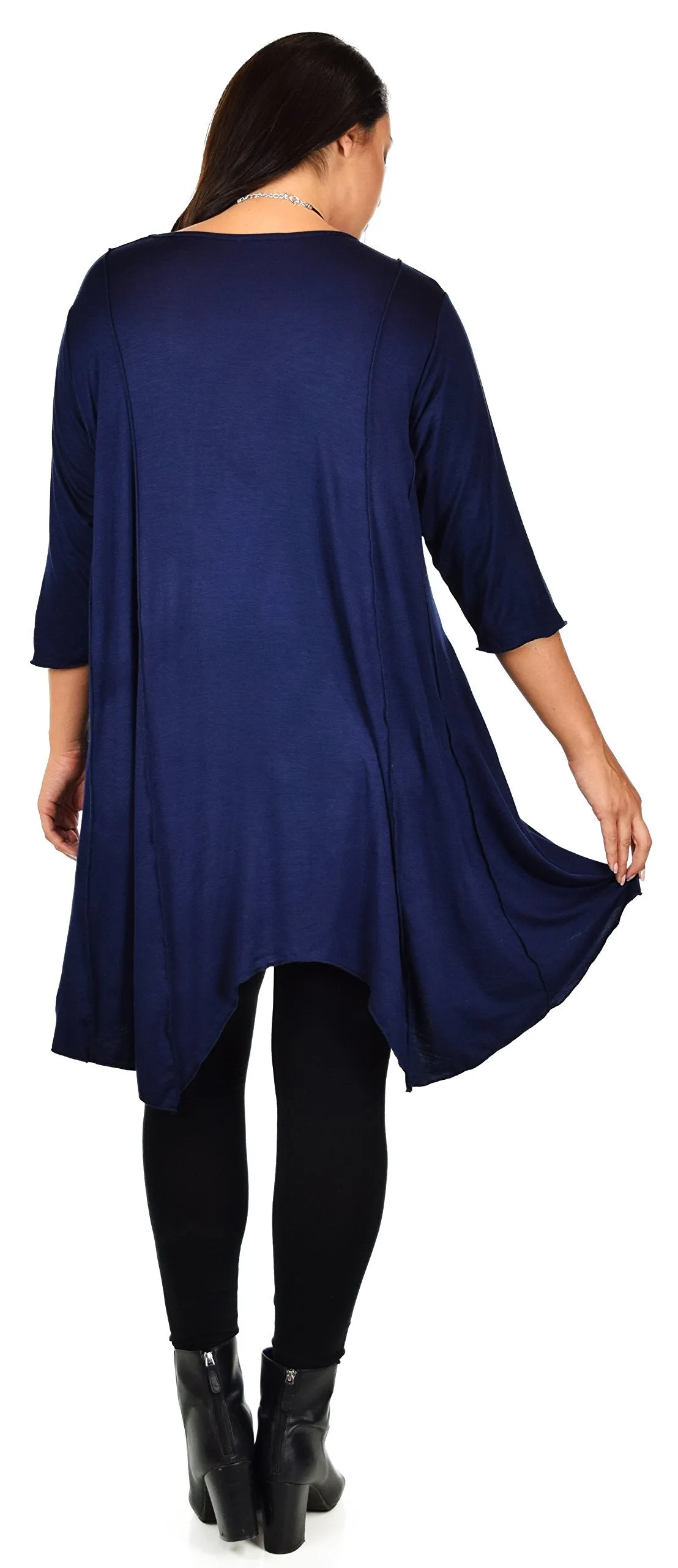 Plus Size Asymmetrical Fishtail Tunic Top w/Side Pockets