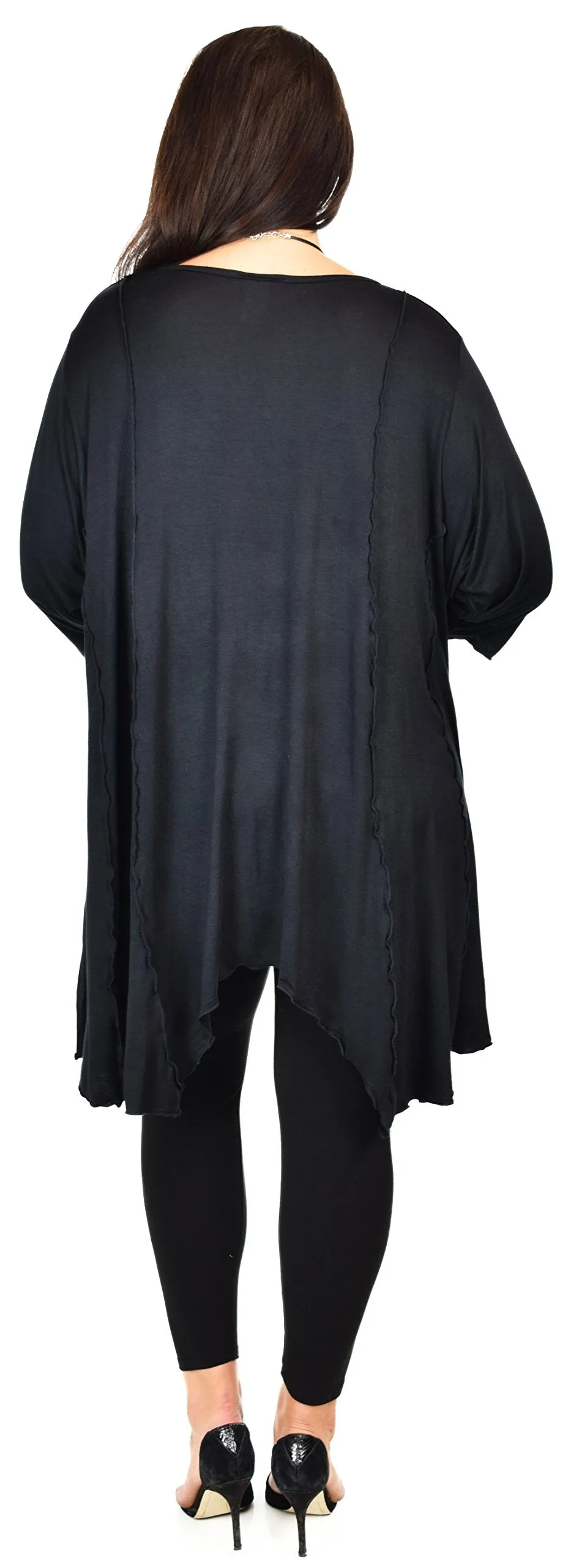 Plus Size Asymmetrical Fishtail Tunic Top w/Side Pockets