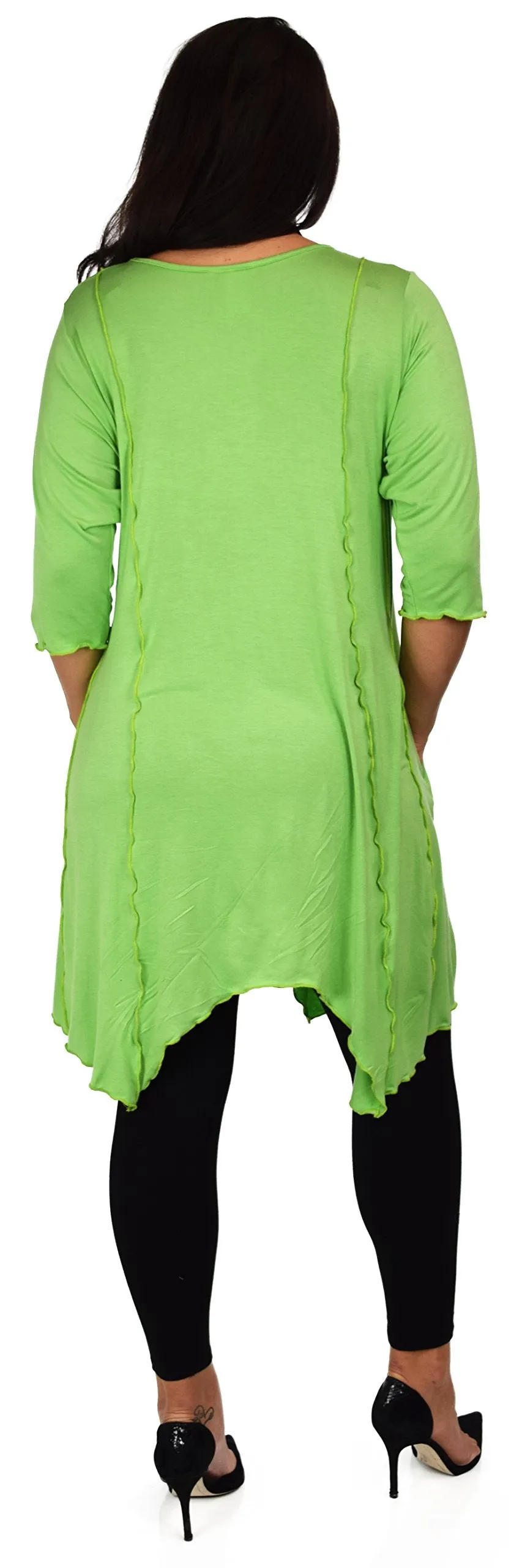 Plus Size Asymmetrical Fishtail Tunic Top w/Side Pockets
