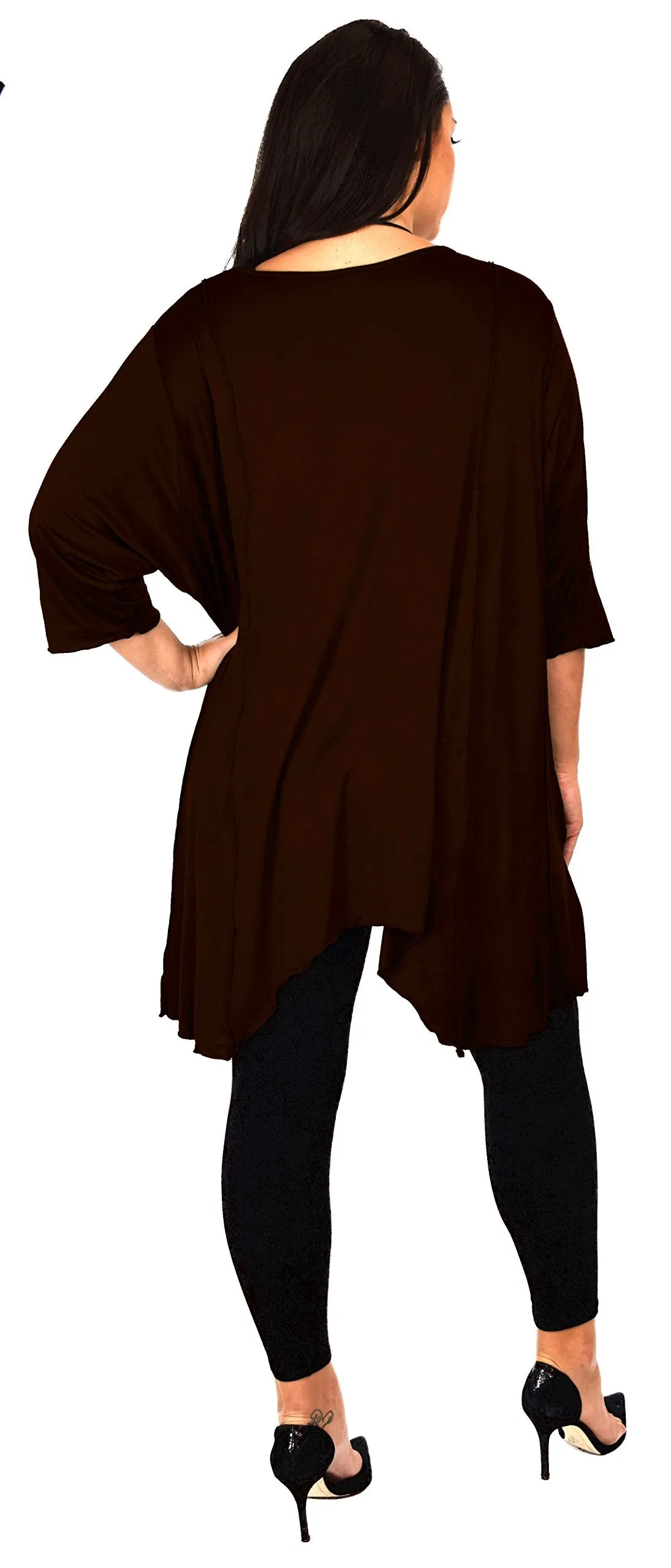 Plus Size Asymmetrical Fishtail Tunic Top w/Side Pockets