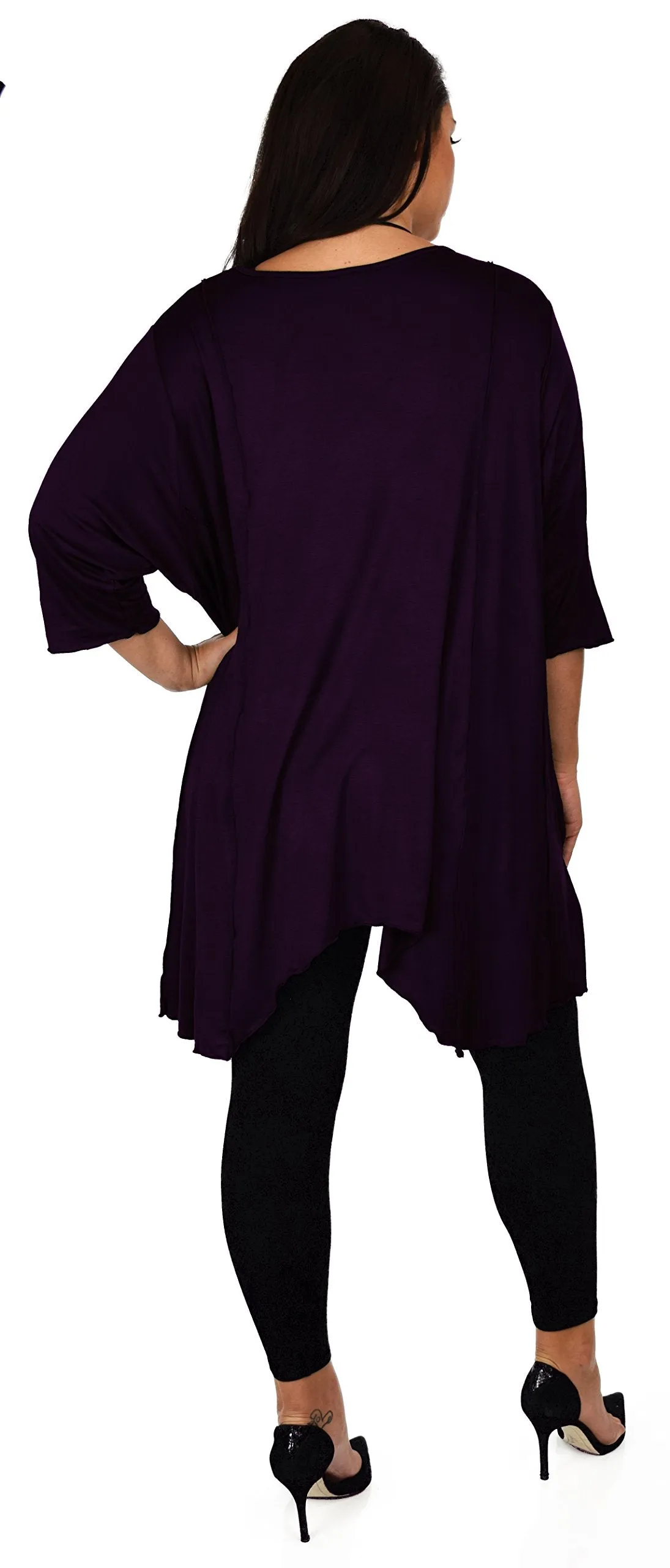 Plus Size Asymmetrical Fishtail Tunic Top w/Side Pockets