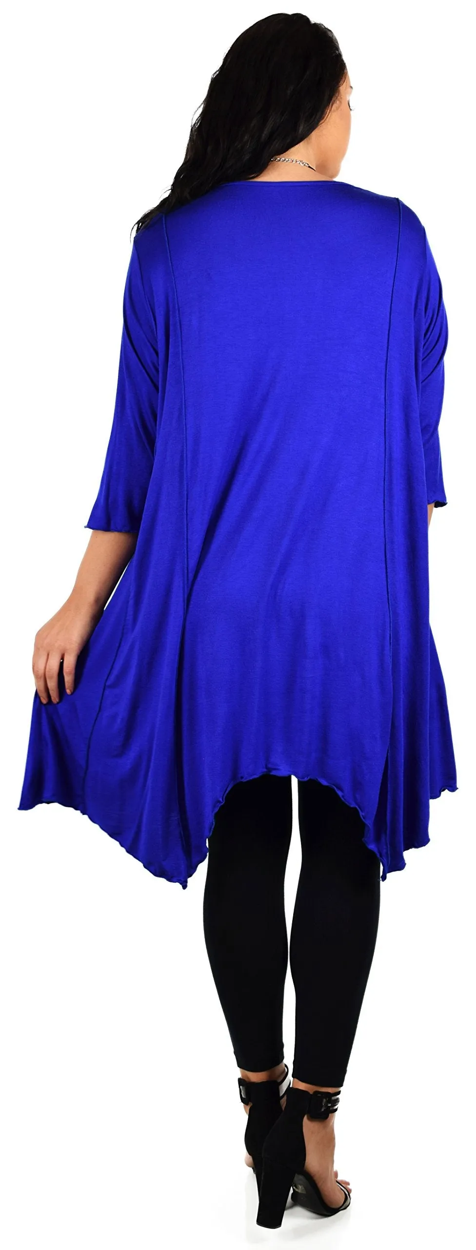 Plus Size Asymmetrical Fishtail Tunic Top w/Side Pockets