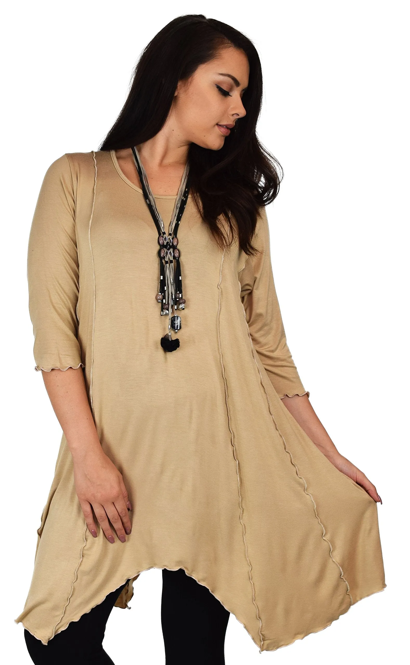 Plus Size Asymmetrical Fishtail Tunic Top w/Side Pockets