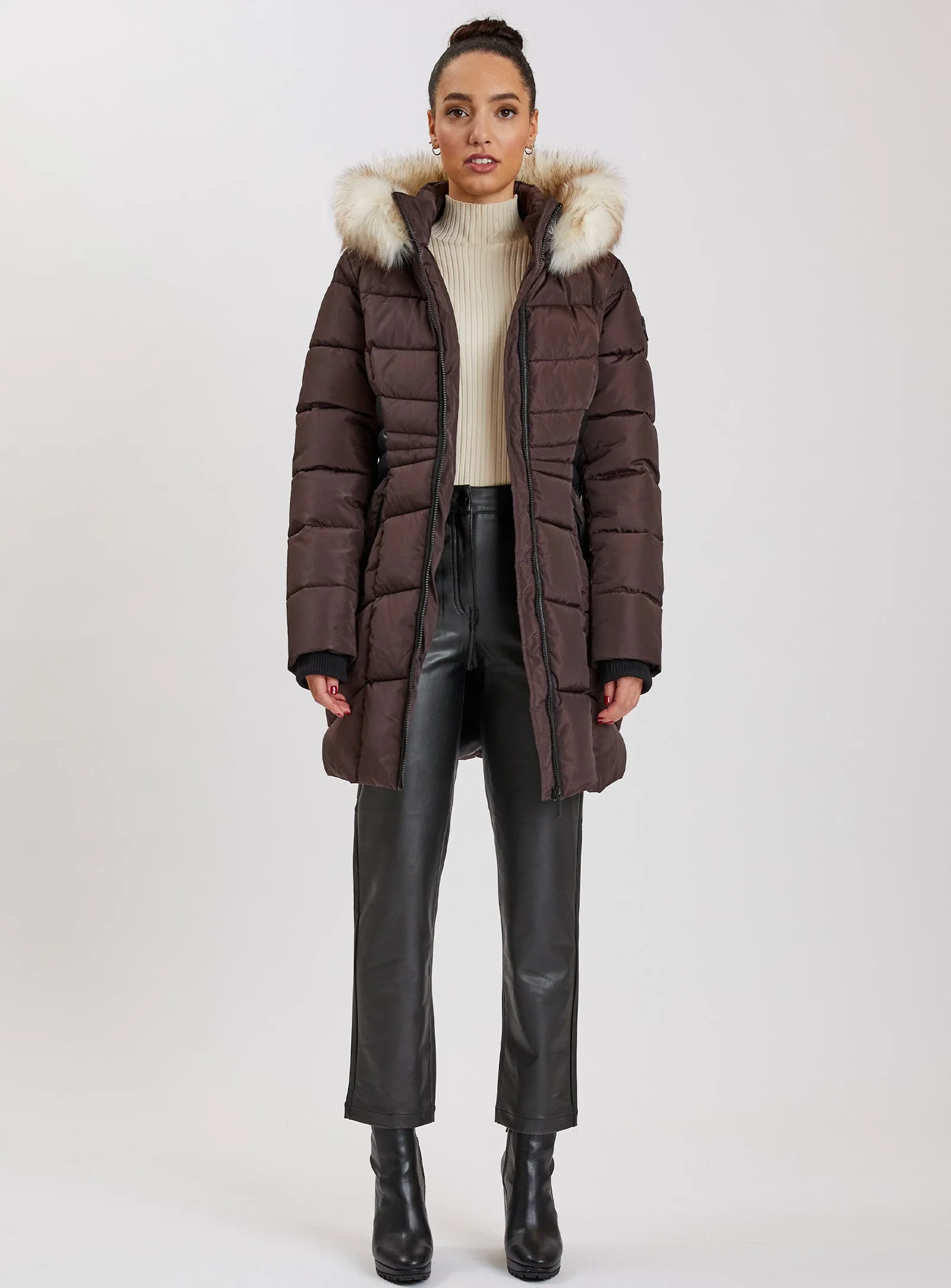 Point Zero Women's VICTRICE Long Puffer Jacket-Java