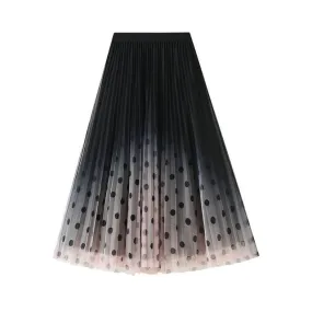 Polka Dot Mesh High Waist Skirt