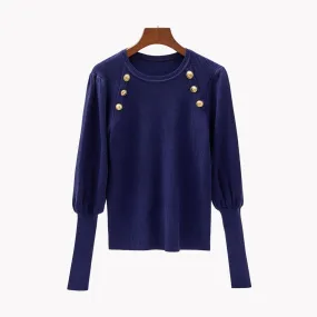 Pre Order:  Ornate Buttons Adorned Knit Sweater