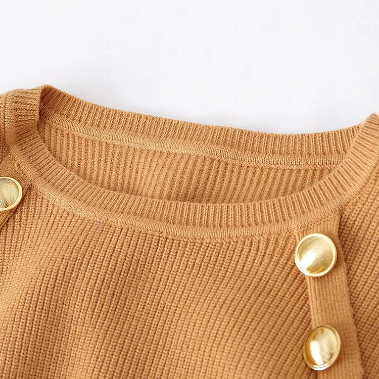 Pre Order:  Ornate Buttons Adorned Knit Sweater