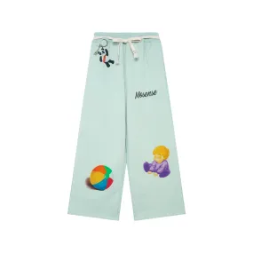 Printed Embellished Long Sweatpants In Green
