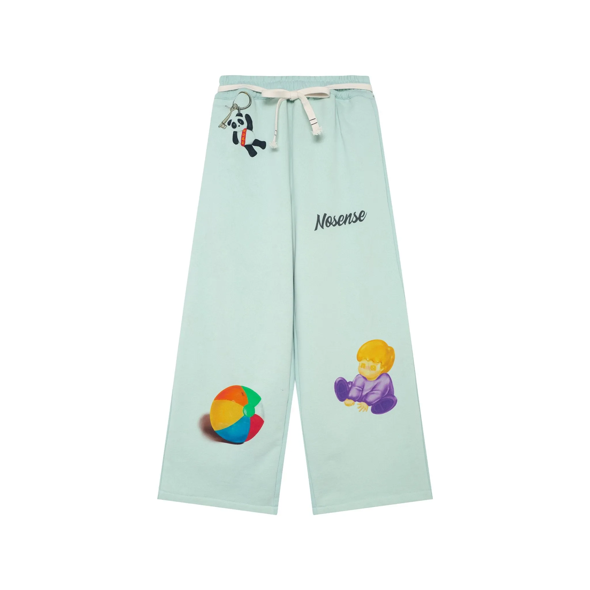 Printed Embellished Long Sweatpants In Green