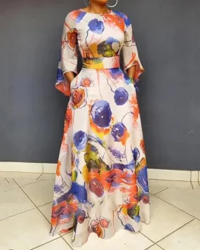 Printed Waist Pullover Dress