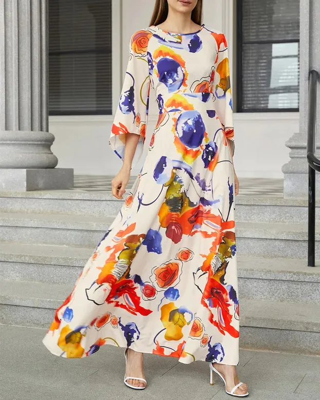 Printed Waist Pullover Dress
