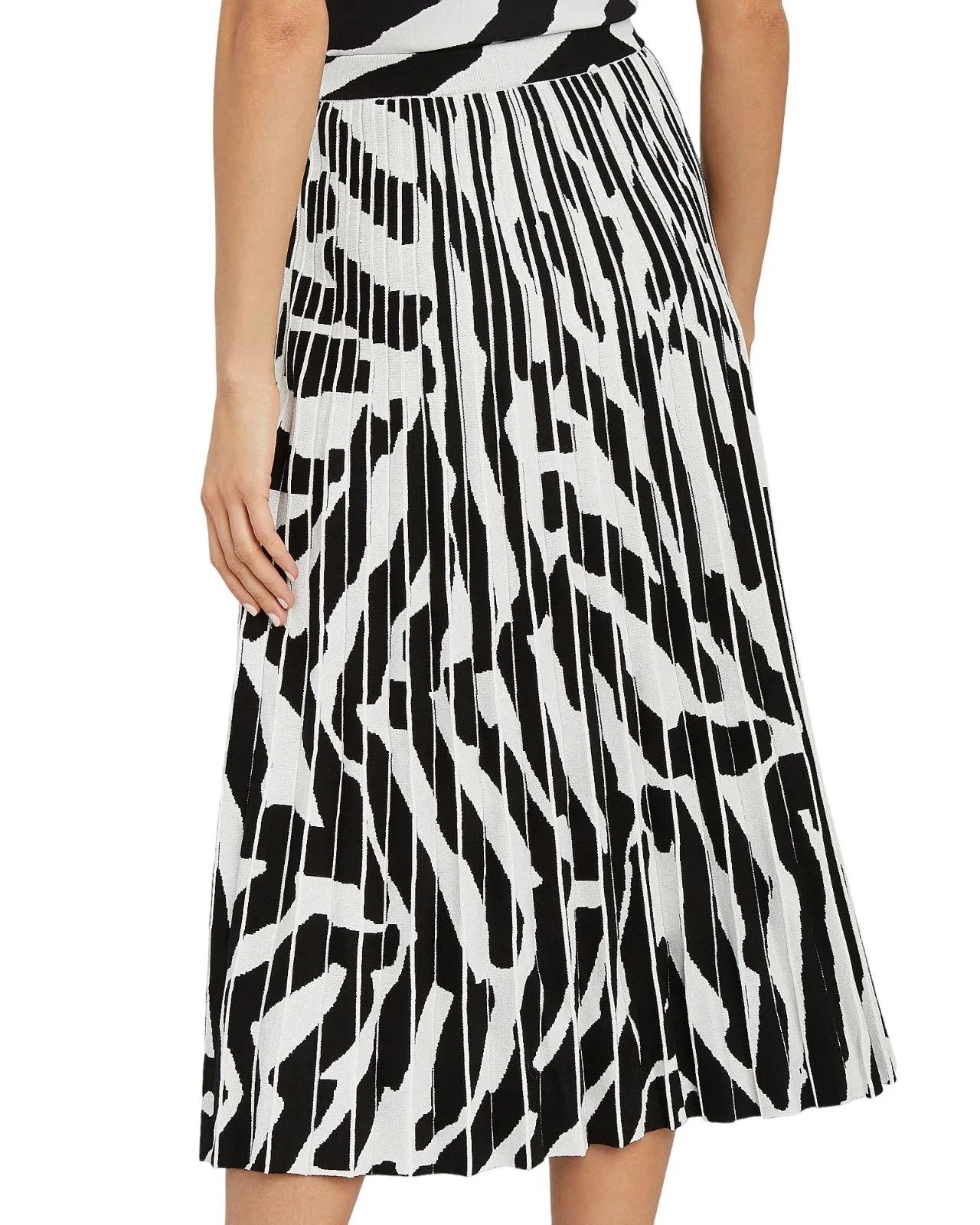 Proenza Schouler Pleated Zebra Midi Skirt | Stretch Knit, Elasticised, Sz Small