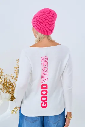 Pulli GOOD VIBES, ecru-pink