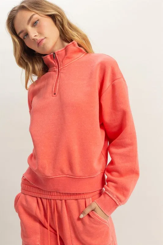 Pullover half zip up sweatshirt