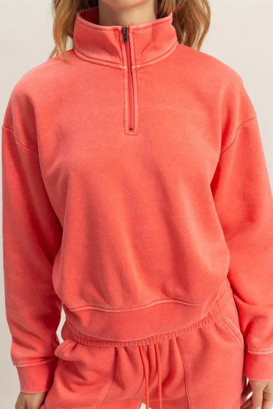 Pullover half zip up sweatshirt
