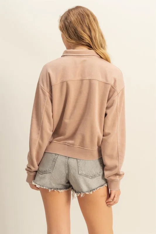 Pullover half zip up sweatshirt