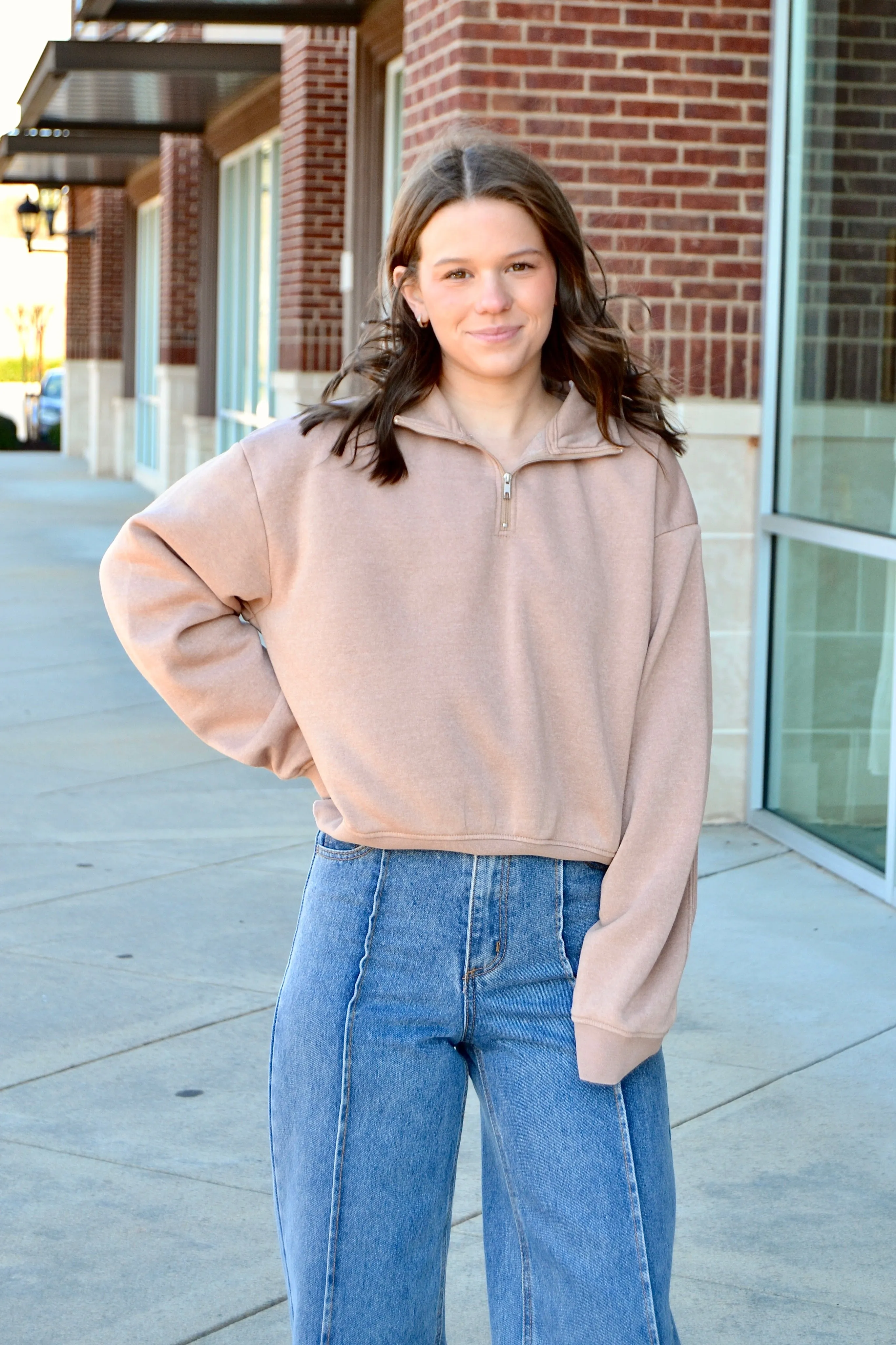 Pullover half zip up sweatshirt