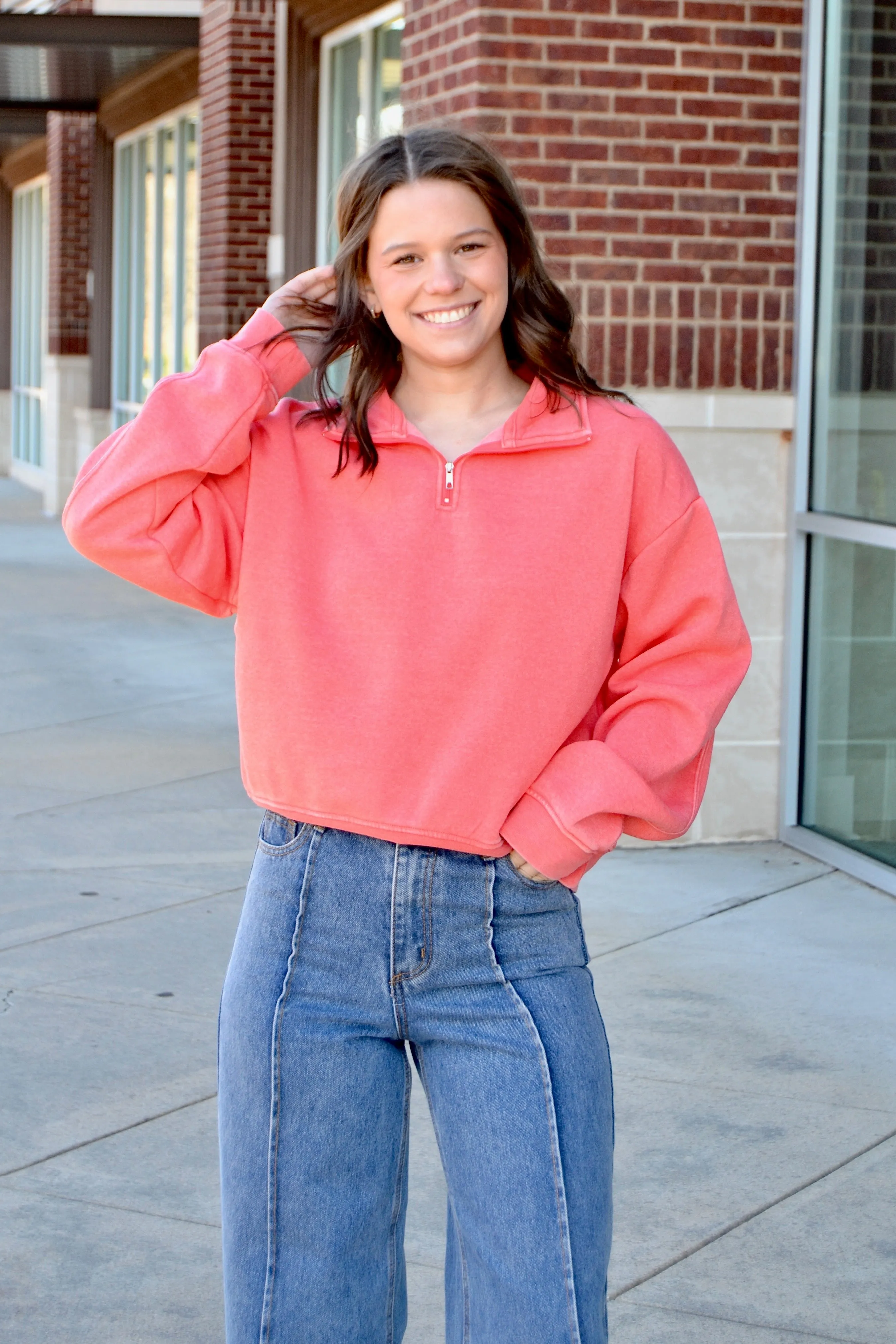 Pullover half zip up sweatshirt