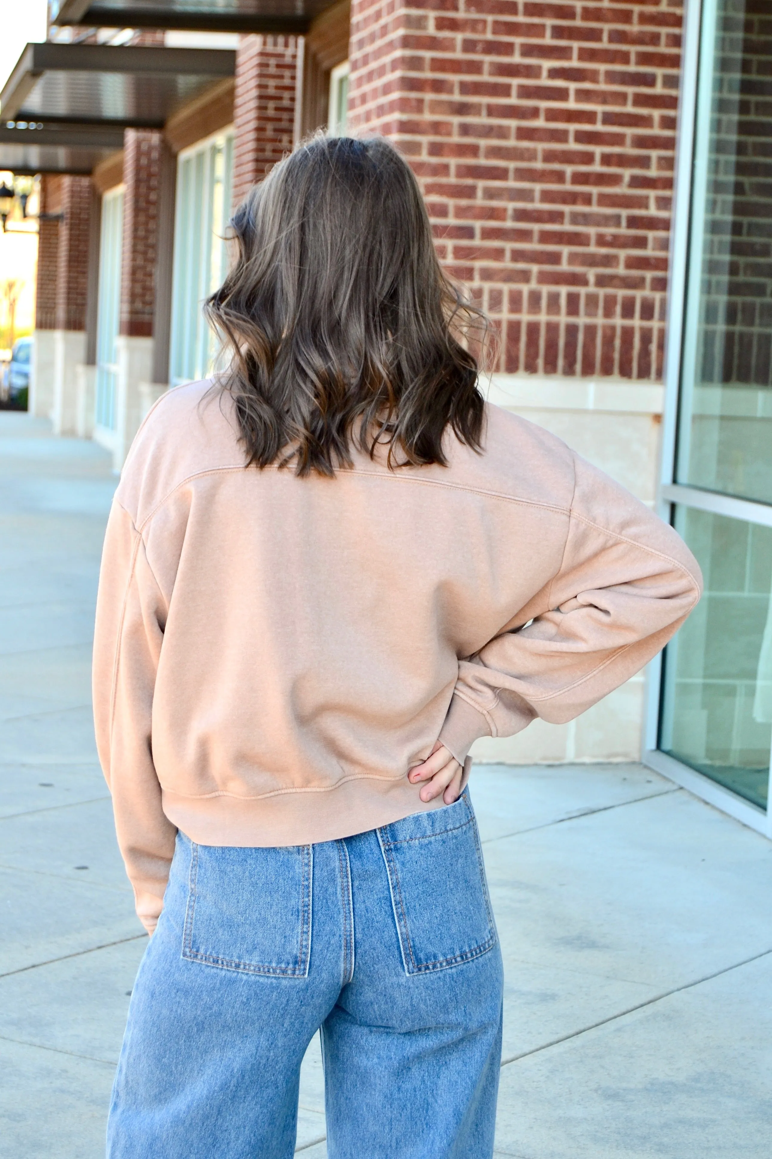 Pullover half zip up sweatshirt
