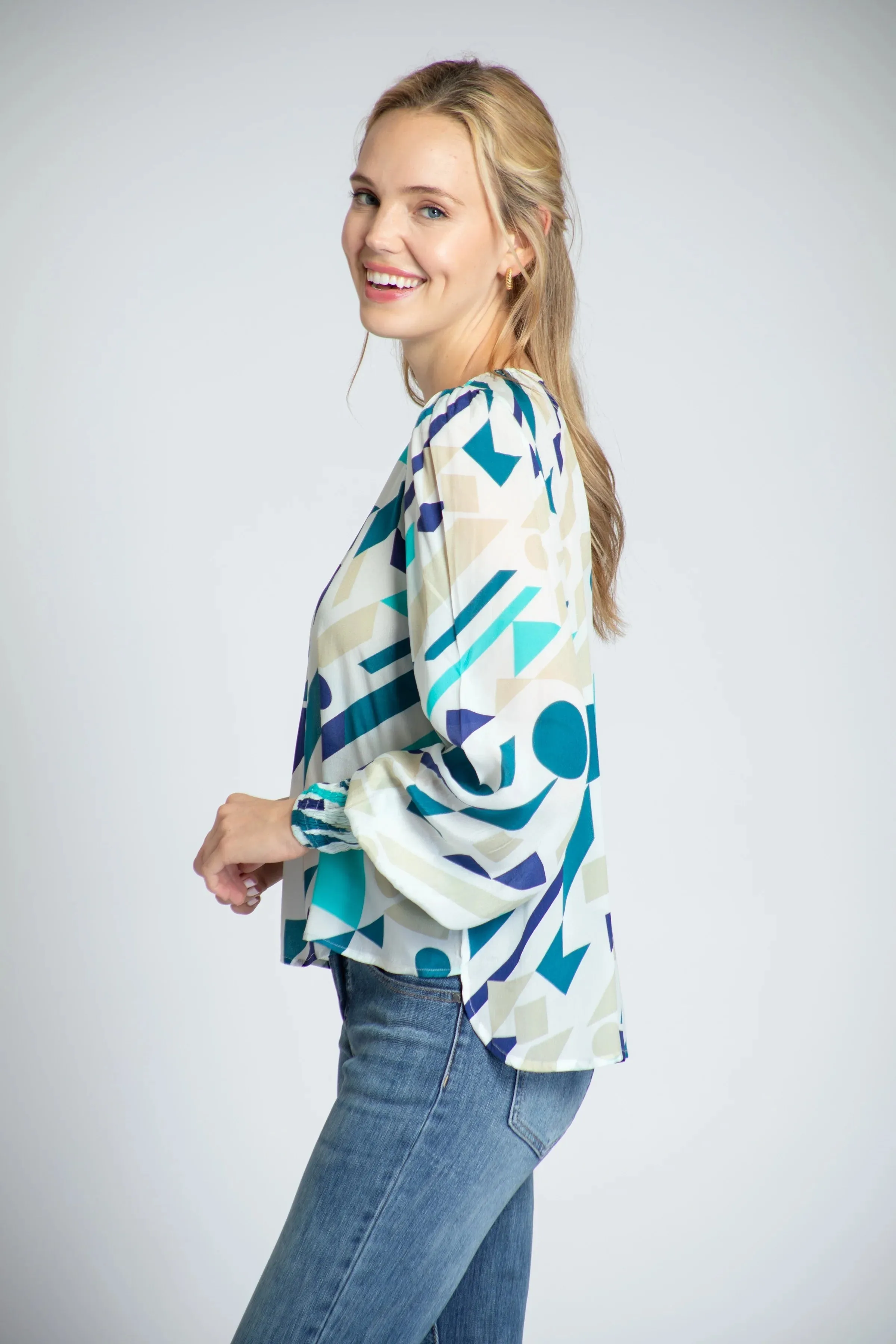 Pullover Top w/Smocked Cuff