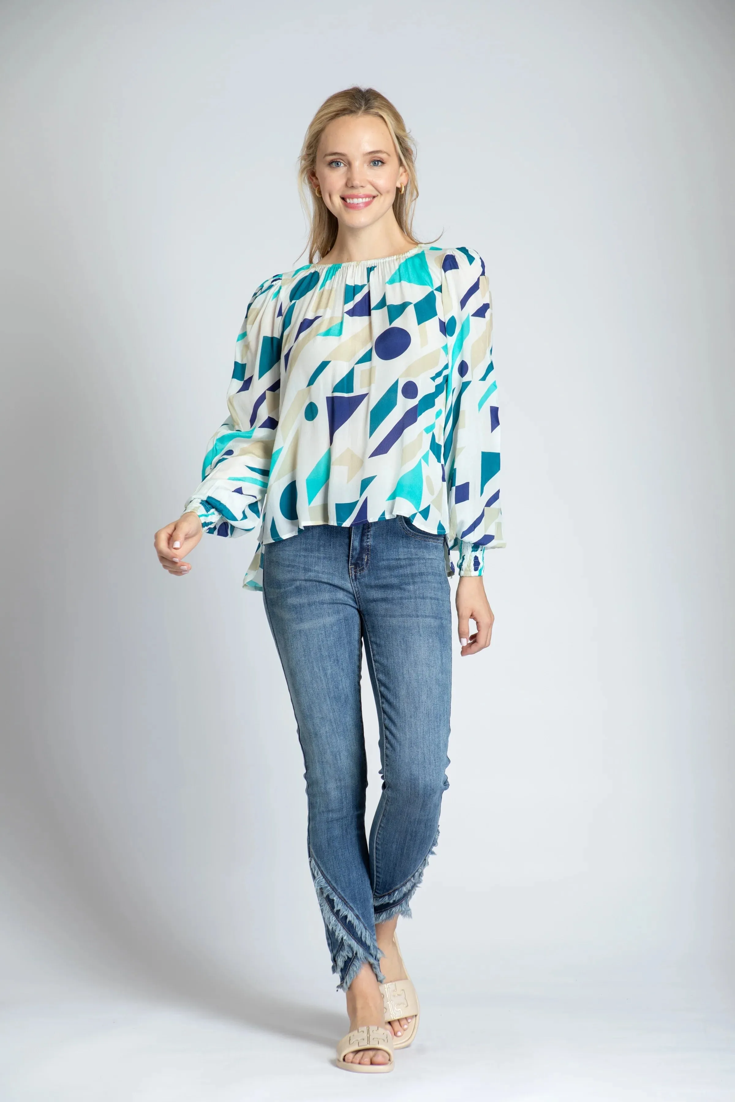 Pullover Top w/Smocked Cuff