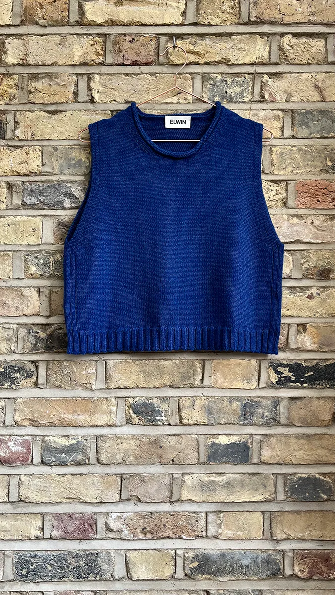 Raye Cotton Knitted Vest in Ocean