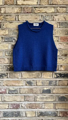 Raye Cotton Knitted Vest in Ocean