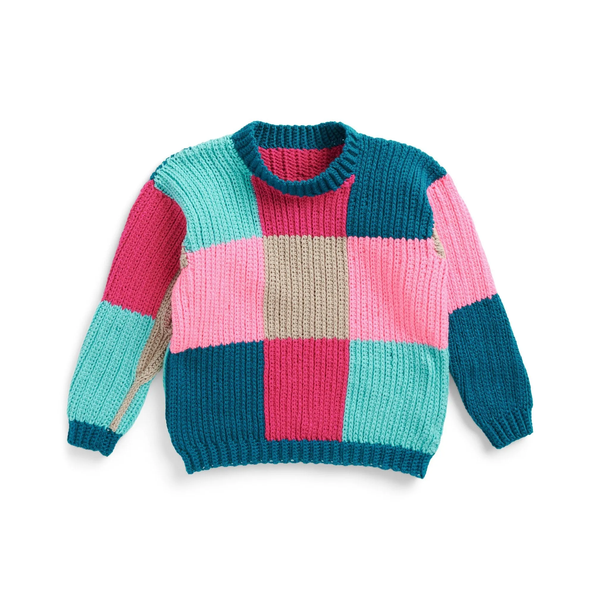 Red Heart Super Saver Blocks in Colors Crochet Pullover