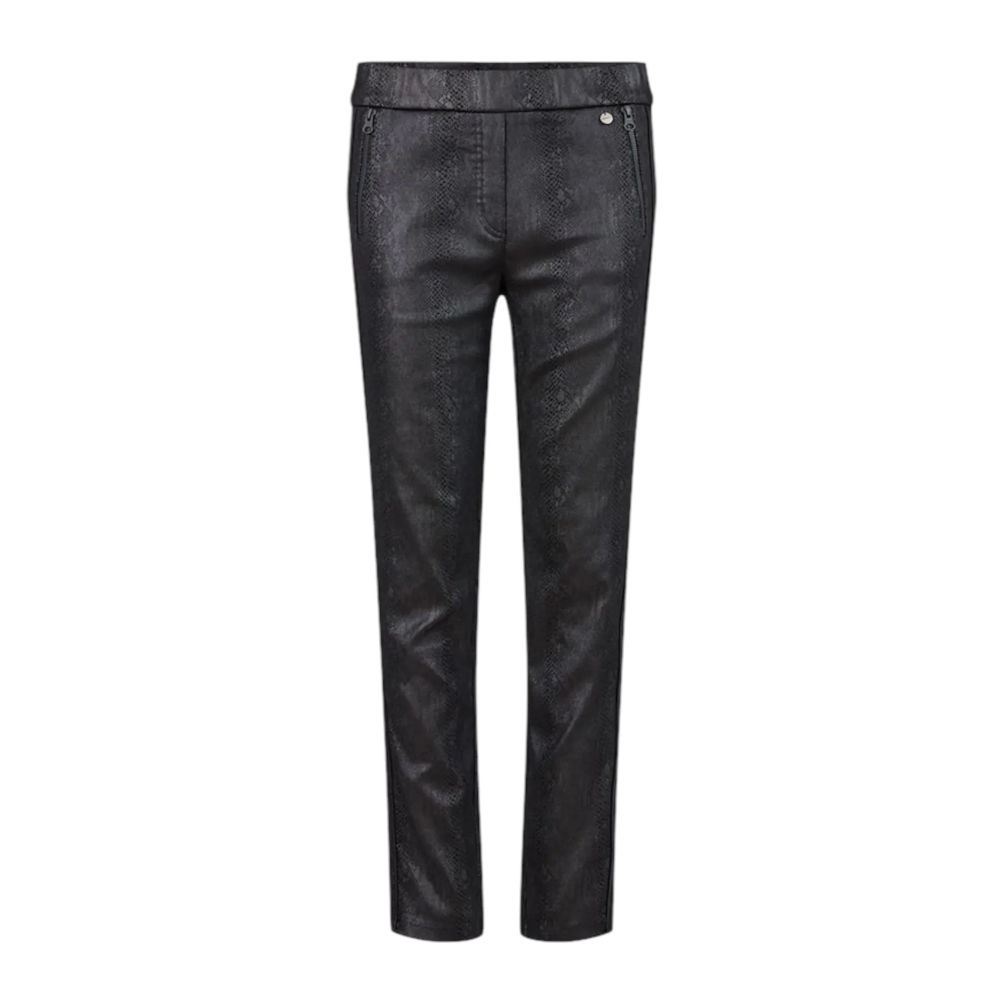 Robell Rita Leopard Print Trousers Black