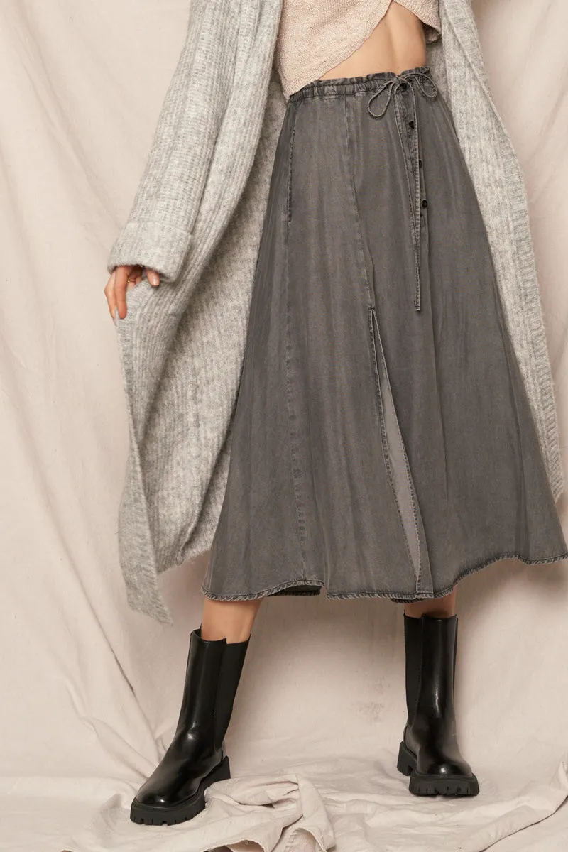 Saddleback Tencel Button Down Skirt - Charcoal