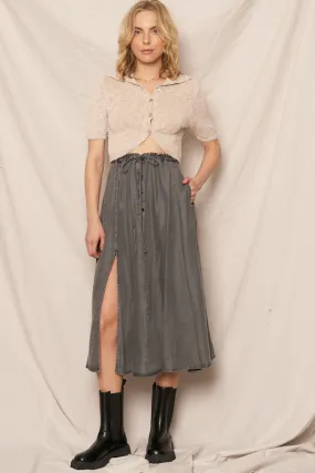 Saddleback Tencel Button Down Skirt - Charcoal