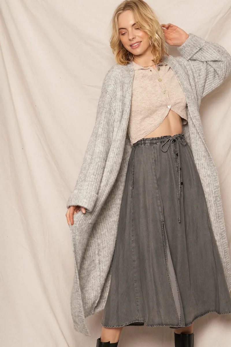 Saddleback Tencel Button Down Skirt - Charcoal